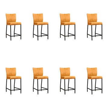 Set van 8 Leren barkrukken Revolt laag - Kenia Cognac, Huis en Inrichting, Barkrukken, Nieuw, Leer, Ophalen of Verzenden, 90 cm of meer