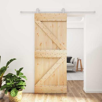 vidaXL Schuifdeur Natuurlijk en Wit 80 x 210 cm Massief, Verzenden