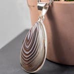 Rode gestreepte agaat hanger in 925 zilver – Mexico –, Verzamelen, Mineralen en Fossielen