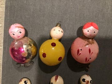 Kerstballen (6) - Glas - Antieke glazen kerstfigur, Diversen, Nieuw