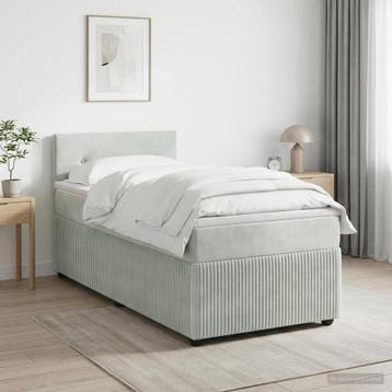 vidaXL Boxspringbed met matras en LED Lichtgrijs 90 x 190 cm, Verzenden, Nieuw