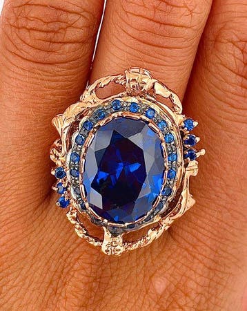 Zonder minimumprijs - Ring - 9 kt. Roségoud, Zilver Saffier, Nieuw