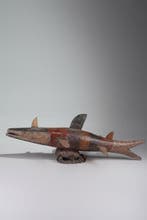 Een houten masker - groen - Nigeria (Zonder minimumprijs)