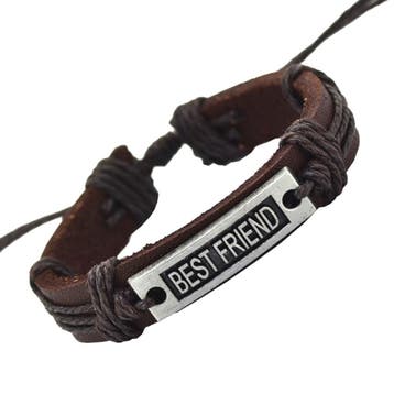 Fako Bijoux - Armband - Leder - Best Friend - Bruin, Verzenden, Nieuw