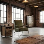 Leren fauteuil Hope - Vintage Olive (olijf/groen), Huis en Inrichting, Fauteuils, Nieuw, Ophalen of Verzenden, Eigentijds, Industrieel, Modern, Scandinavisch
