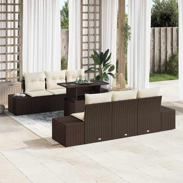 vidaXL Tuinbank Set 7 st Bruin en Crème, Verzenden, Nieuw