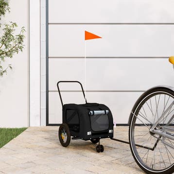 vidaXL Hondenfietstrailer oxford stof en ijzer zwart, Verzenden