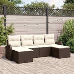 vidaXL Tuinbank Set met kussen 6 pcs Bruin Poly Riet, Verzenden, Nieuw