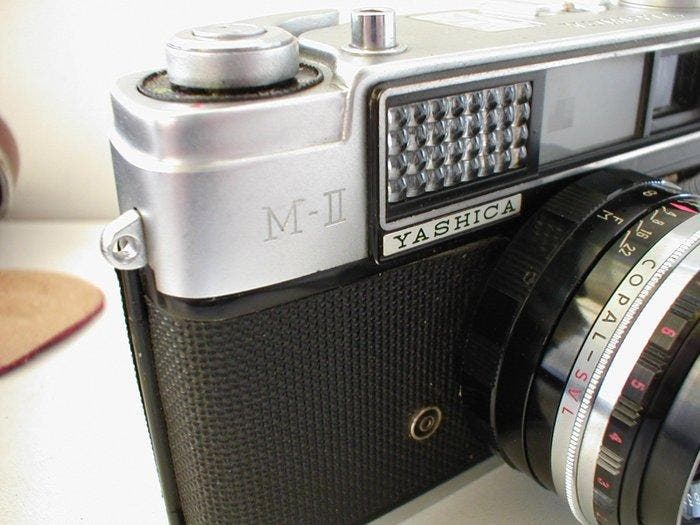 Yashica M-II met Yashinon 4,5cm F/2.8 lens Meetzoeker camera, Audio, Tv en Foto, Fotocamera's Analoog