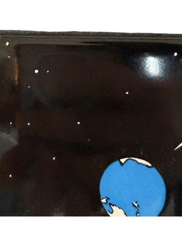 Tintin - Tintin - plaque émaillée lune - Allô allô, ici la, Nieuw