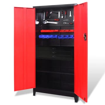 vidaXL Gereedschapskast met kist 90x40x180 cm staal rood en, Verzenden