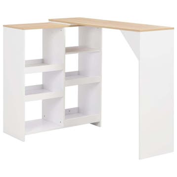 vidaXL Bartafel met verplaatsbaar schap 138x39x110 cm wit, Verzenden
