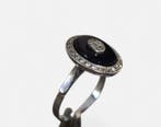 Ring - 18 karaat Witgoud Onyx - Diamant