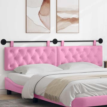 vidaXL Hangend hoofdbord Roze Stof, Verzenden