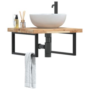 vidaXL Badkamer wandschap staal en massief acaciahout, Verzenden
