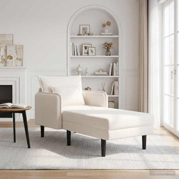 vidaXL Oversized chaise longue Crèmekleurig Bouclé, Verzenden, Nieuw