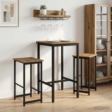 vidaXL Barkruk 2 st Artisanaal eiken 40 x 32 x 74 cm Bewerkt, Verzenden, Nieuw