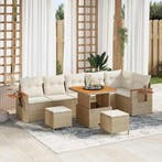 vidaXL Tuinbank Set met kussen 9 pcs Beige en Crème, Tuin en Terras, Verzenden, Nieuw