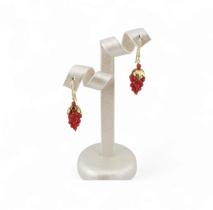 Corail - Argent - Boucles doreilles - Grappes de raisin en, Collections, Minéraux & Fossiles
