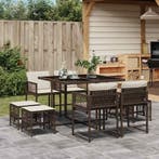 vidaXL 9-delige Tuinset met kussens poly rattan bruin, Verzenden, Nieuw, Tuinset