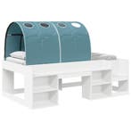 vidaXL Bedframe met Tunnel 3 pcs Wit en Lichtblauw Bewerkt, Verzenden