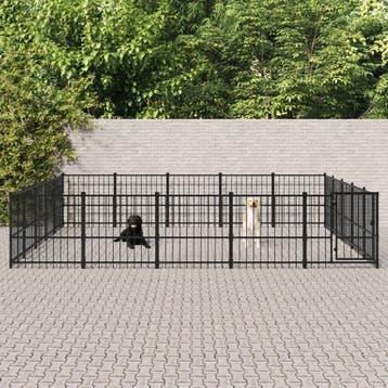 vidaXL Hondenkennel voor buiten 23,52 m² staal, Dieren en Toebehoren, Verzenden, Nieuw