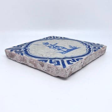 Antiek Tegel - Antieke Delftsblauwe tegel met soldaat -