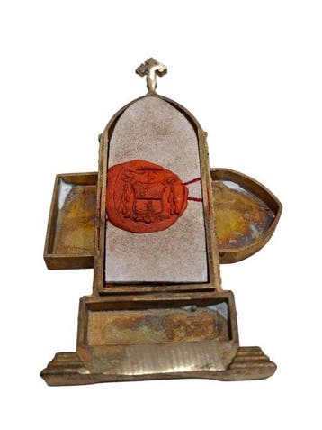 Reliquaire - Bronze, Cartouche dorée, Verre - XXe siècle -, Antiquités & Art