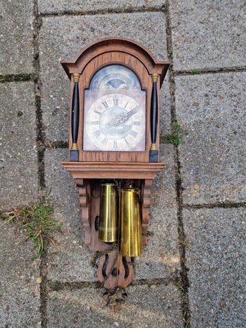 Wandklok - Antiek Brons, Glas, Messing, Hout - 1950-1960 -