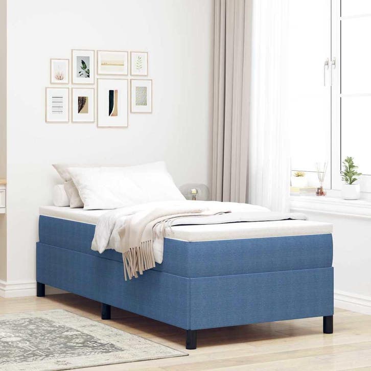 vidaXL Boxspring bed Blauw 80 x 200 cm Corduroy stof, Huis en Inrichting, Slaapkamer | Bedden, Nieuw, Verzenden