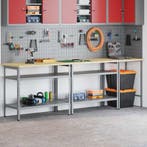 vidaXL Werkbankset met plank 3 pcs Beige en Grijs, Doe-het-zelf en Bouw, Verzenden, Nieuw