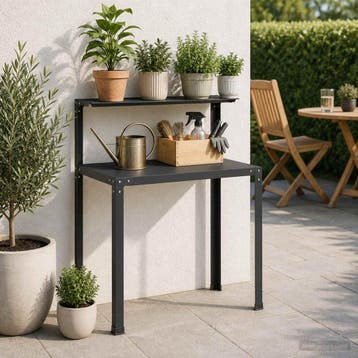 vidaXL Planttafel 80 x 50 x 104 cm Gepoedercoat staal Zwart, Tuin en Terras, Hand-tuingereedschap, Verzenden, Nieuw
