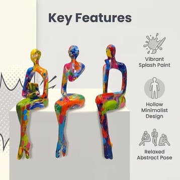 sculptuur, 3pcs, Graffiti Color Abstract Resin Statue, Resin, Antiek en Kunst