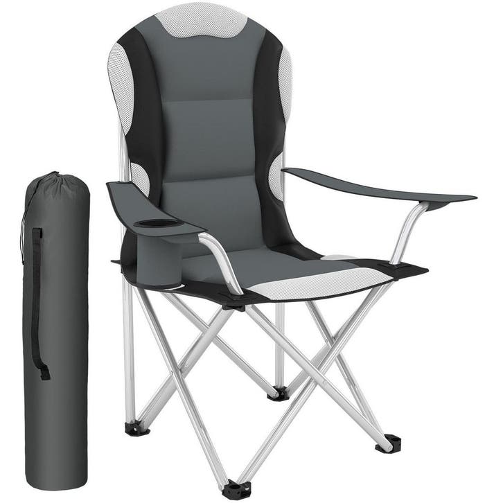 tectake Kampeerstoel bekleed - grijs, per stuk, Caravanes & Camping, Accessoires de camping, Envoi