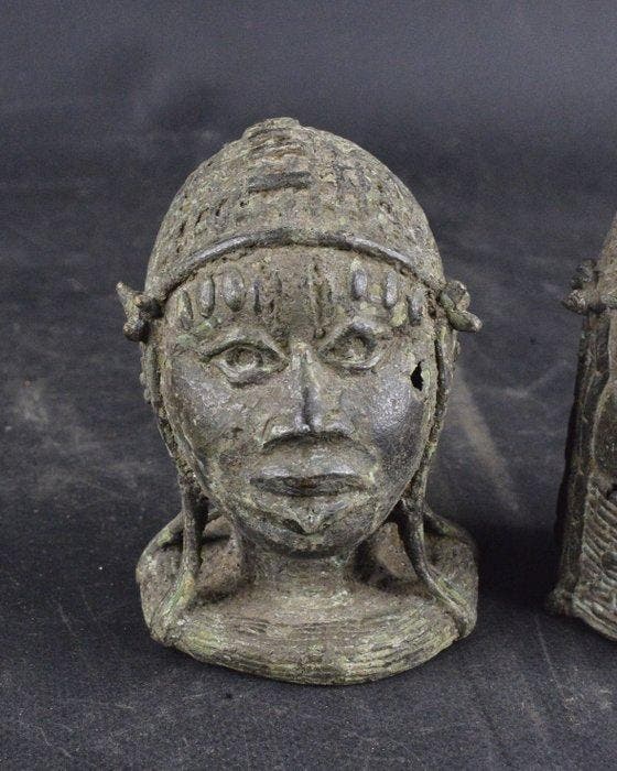 Par(en) Ifé-koppen in Afrikaanse brons - Nigeria, Antiquités & Art, Art | Art non-occidental
