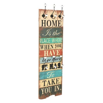 vidaXL Wandkapstok met 6 haken HOME IS 120x40 cm, Maison & Meubles, Verzenden