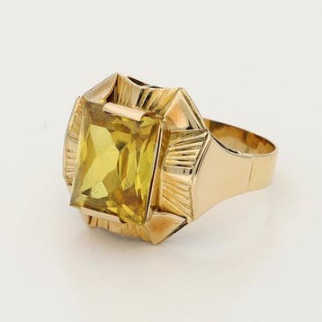 Bague - 18 carats Or jaune - 3.91ct. tw. Saphir