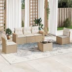 vidaXL 6-delige Loungeset met kussens poly rattan beige, Verzenden
