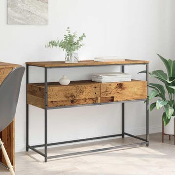 vidaXL Wandtafel Oud Hout 100 x 40 x 75 cm Bewerkt hout, Verzenden, Nieuw