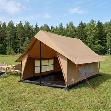 vidaXL Huisje Tent Bruin 340 x 246 x 210 cm Polykatoen, Caravans en Kamperen, Verzenden, Nieuw
