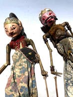 Set van twee antieke schaduwpoppen - Balinezen - Indonesië
