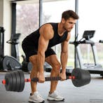 vidaXL 4-in-1 Halterset 40kg Zwart en Rood Cement en, Sport en Fitness, Verzenden, Nieuw