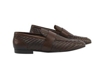 TESTONI - 8 UK - 42 IT - Brown Loafer Shoes Woven Calf -, Nieuw