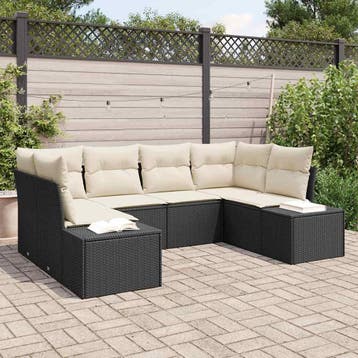 vidaXL Tuinbank Set 6 st 6-Aantal zitplaatsen Zwart en Crème, Verzenden, Nieuw