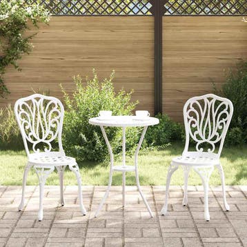 vidaXL Tuin Bistro Set 3 st Wit Aluminium, Tuin en Terras, Verzenden, Nieuw