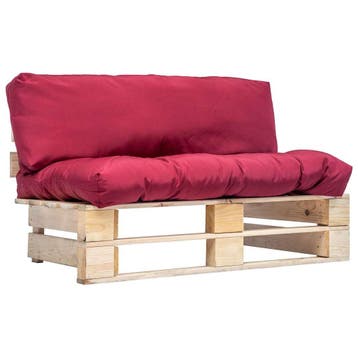 vidaXL Tuinbank pallet met rode kussens grenenhout, Verzenden