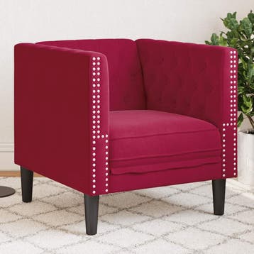 vidaXL Fauteuil Chesterfield-stijl fluweel wijnrood, Verzenden