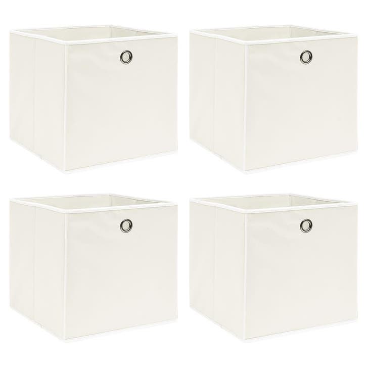 vidaXL Opbergboxen 4 st 32x32x32 cm stof wit, Bricolage & Construction, Casiers & Boîtes, Envoi