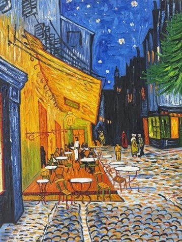 TranTT.Hien (1973) - Terrasse de café le soir  Hommage à