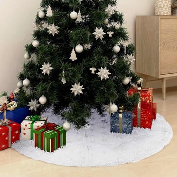 vidaXL Luxe Kerstboomrok Wit 90 cm Imitatiebont, Verzenden, Nieuw